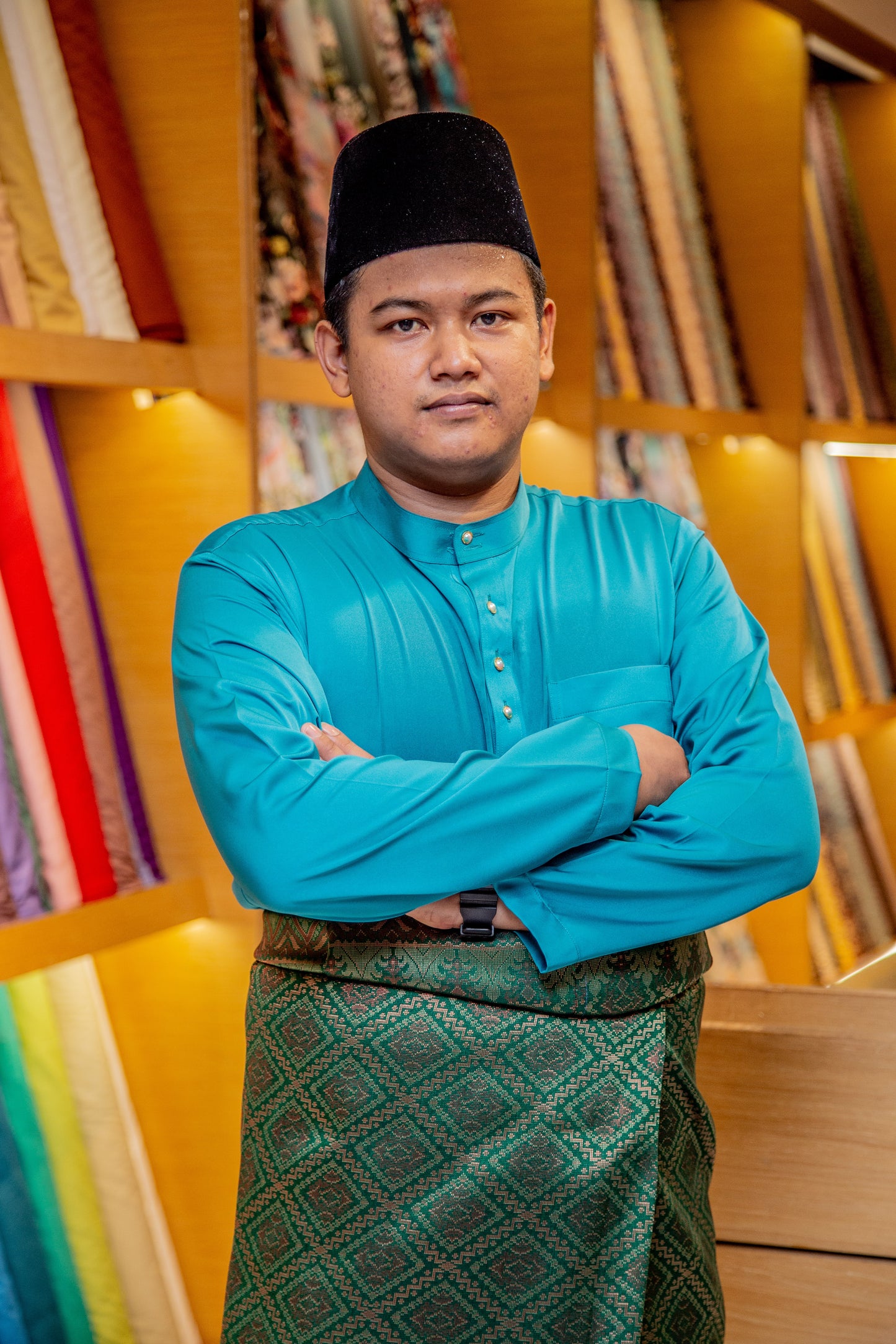 Baju Melayu Senorita Slim Fit Plus Size Turquoise Green