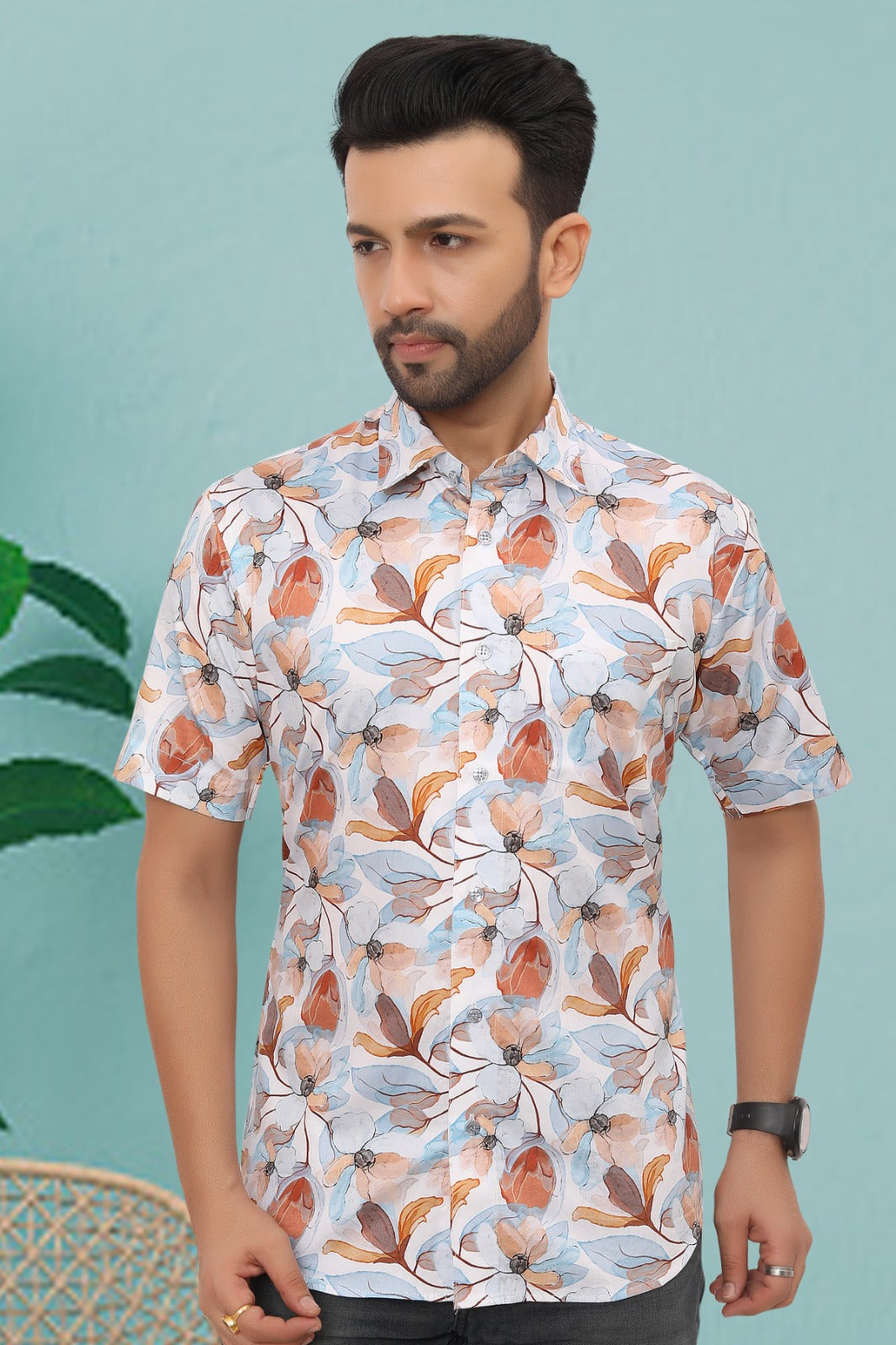 Mens Half Sleeve Shirt Slim Fit (ASSORTED DESIGN)