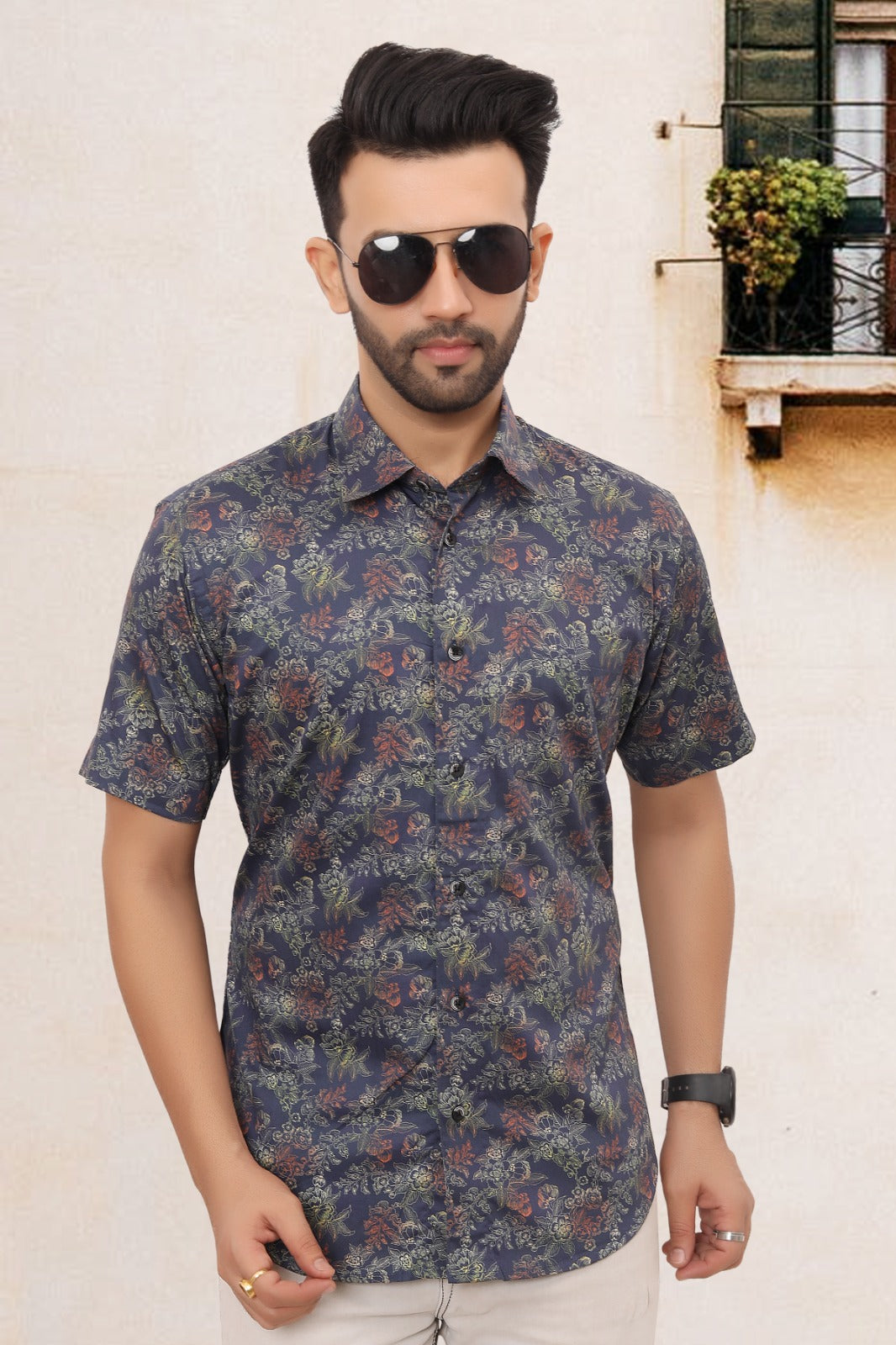 Mens Half Sleeve Shirt Slim Fit (ASSORTED DESIGN)