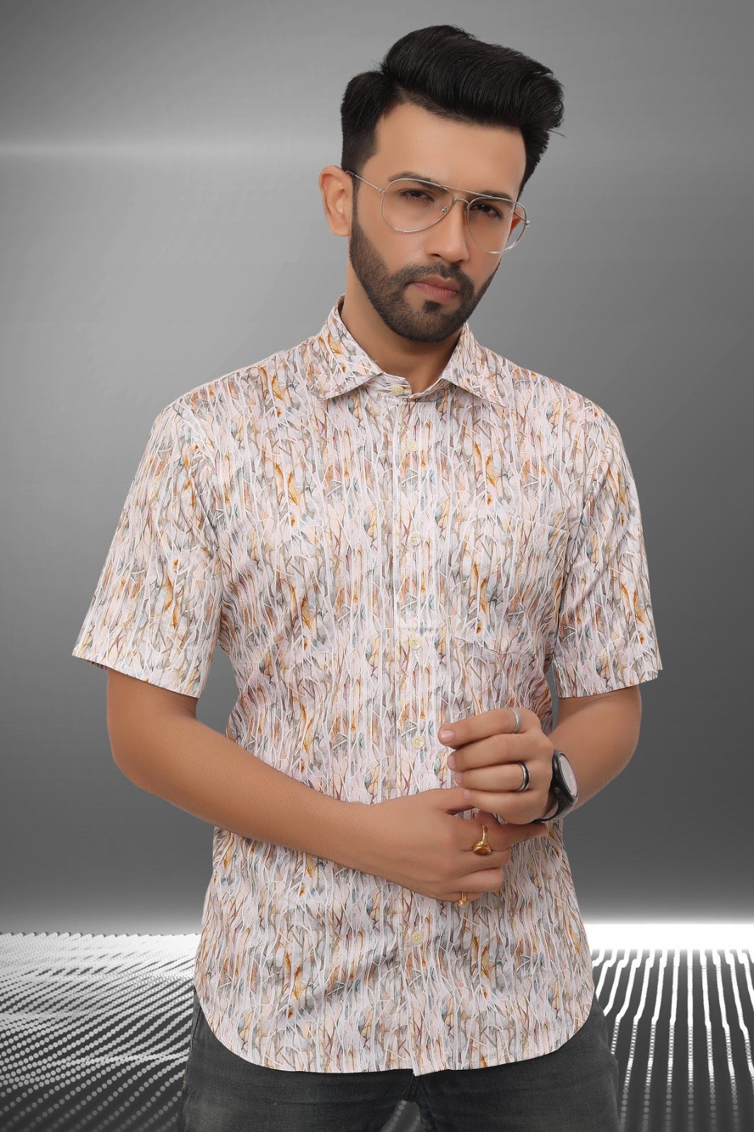 Mens Half Sleeve Shirt Slim Fit (ASSORTED DESIGN)