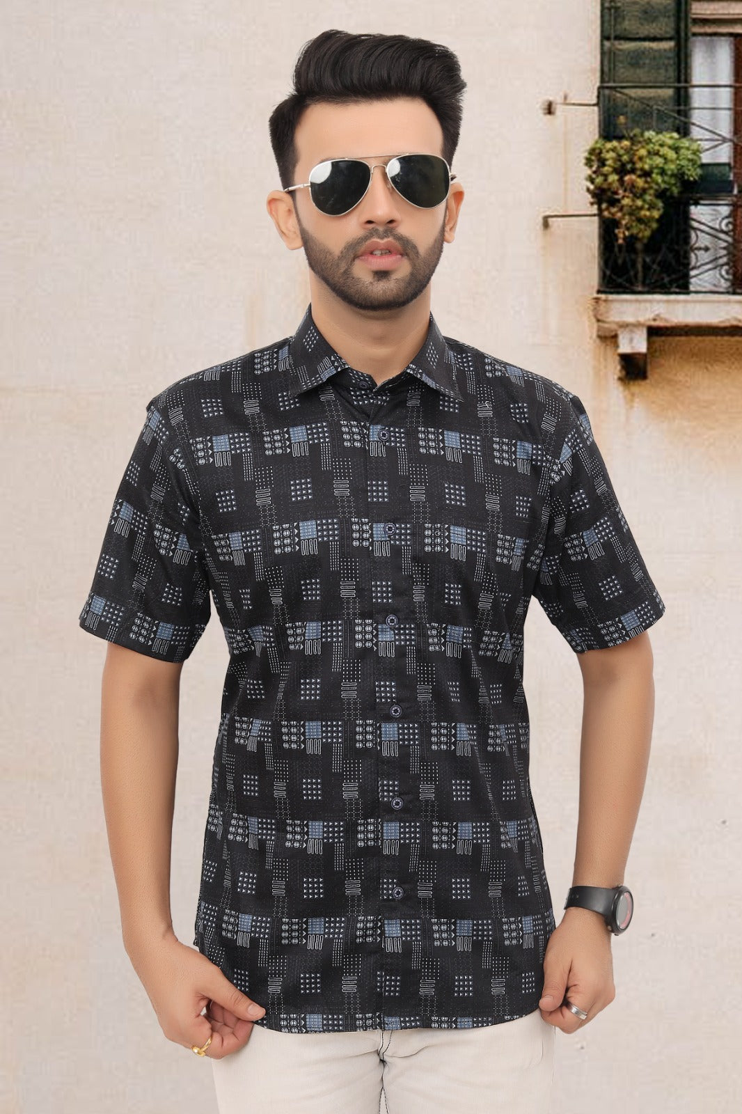 Mens Half Sleeve Shirt Slim Fit (ASSORTED DESIGN)