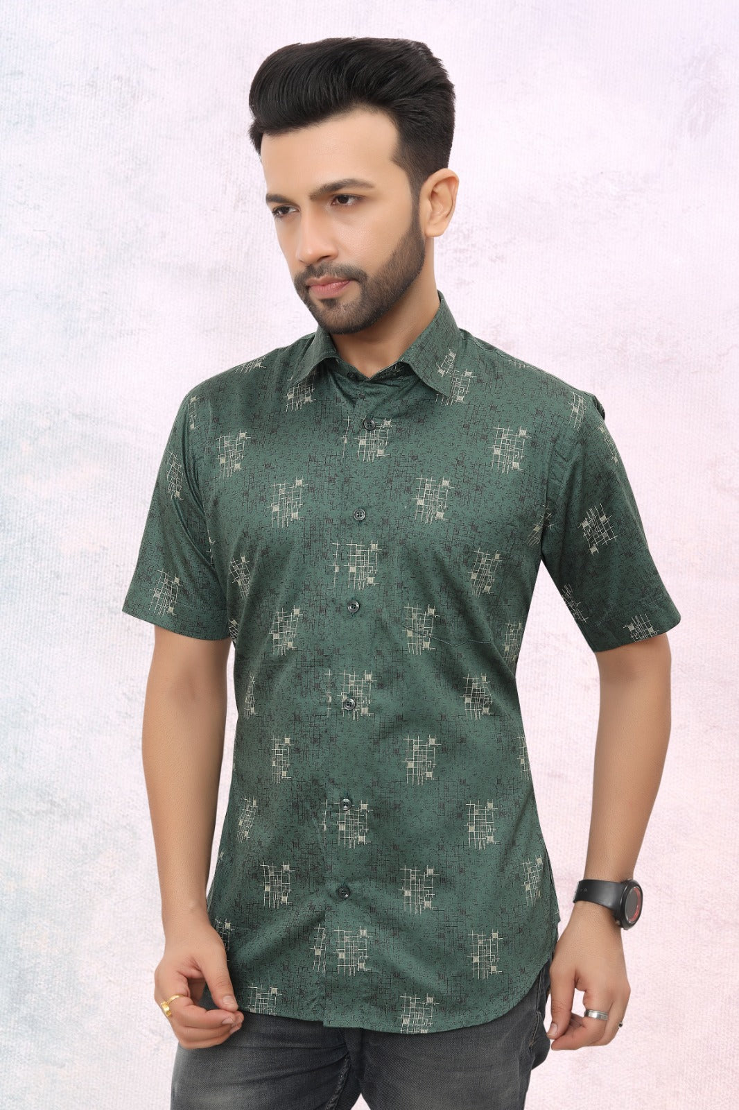 Mens Half Sleeve Shirt Slim Fit (ASSORTED DESIGN)