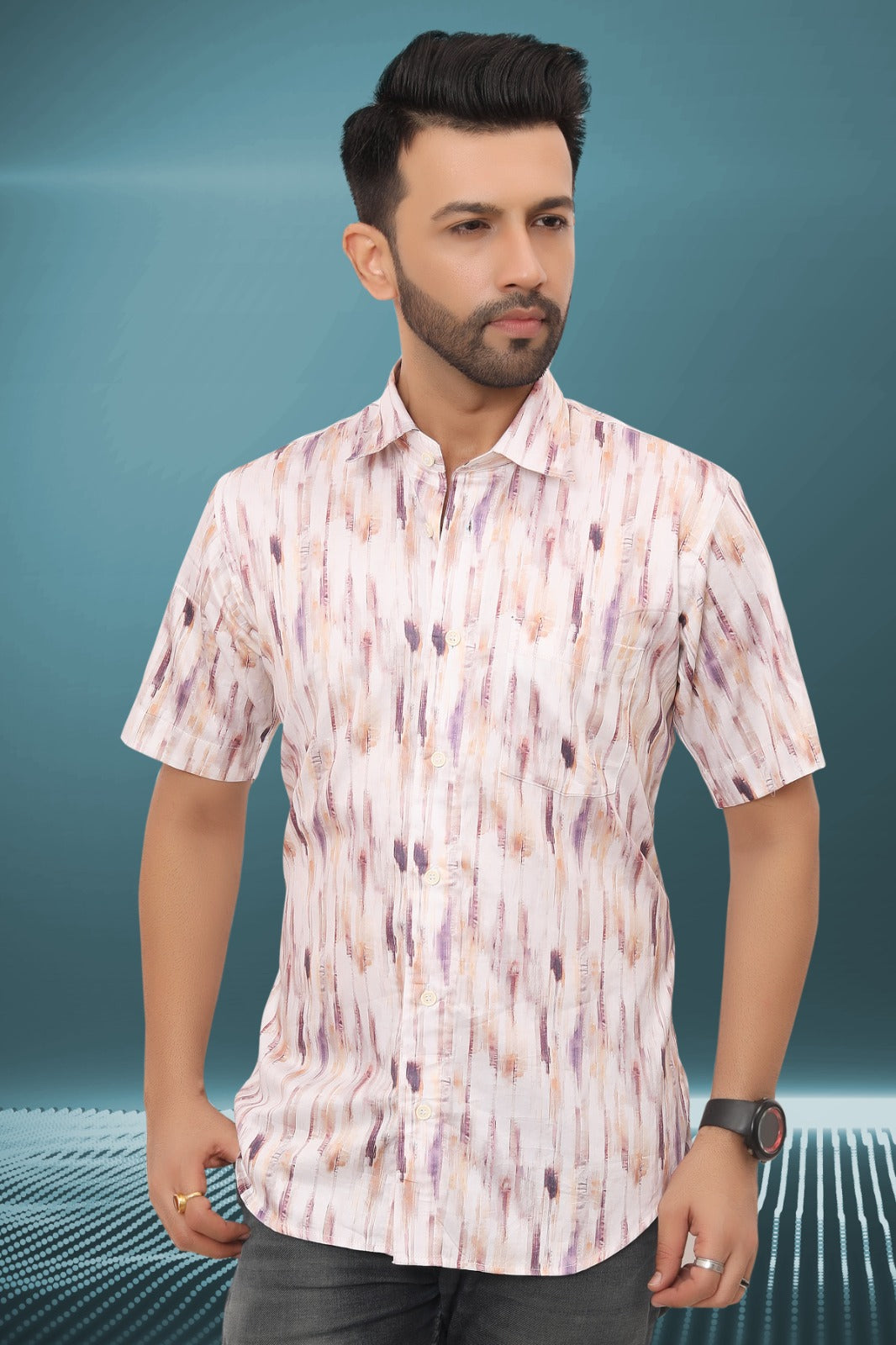 Mens Half Sleeve Shirt Slim Fit (ASSORTED DESIGN)