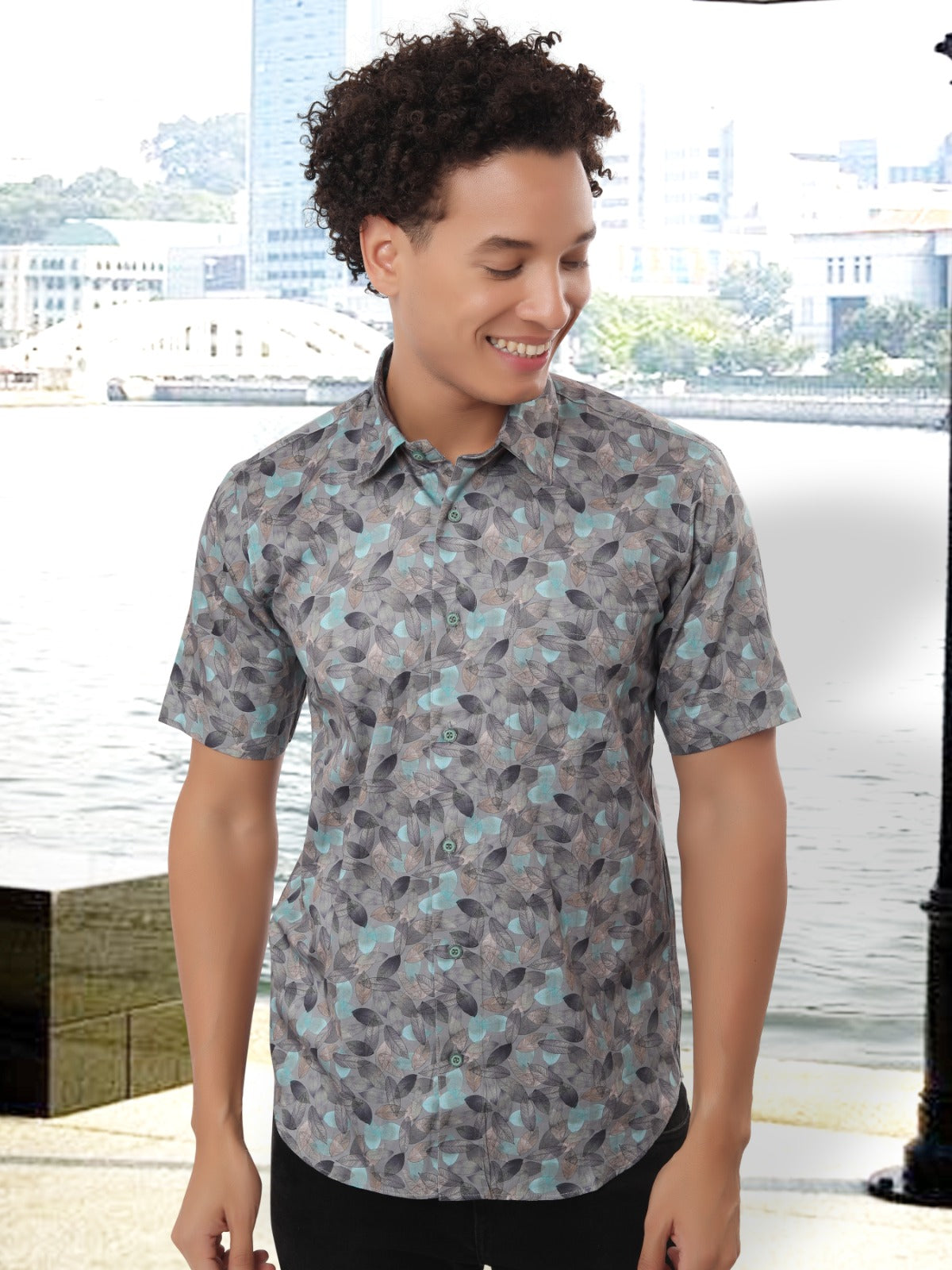 Mens Half Sleeve Shirt Slim Fit (ASSORTED DESIGN)