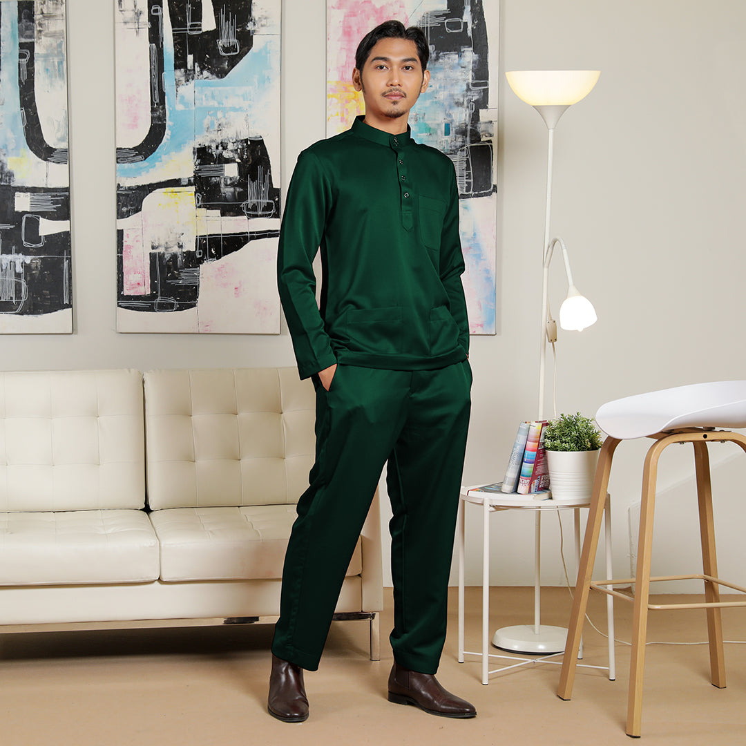 Adult Male Baju Melayu Senorita Slim Fit Forest Green