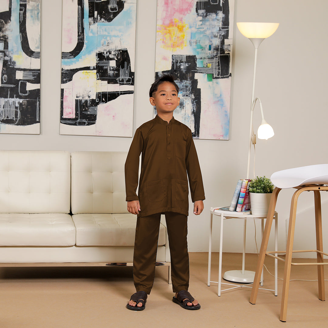 Kids Baju Melayu Senorita Slim Fit Sepia