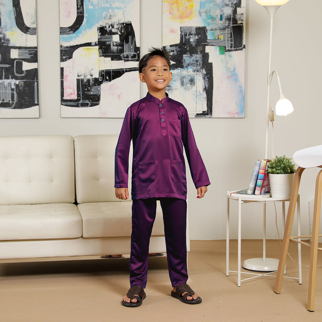 Kids Baju Melayu Senorita Slim Fit Jam Red