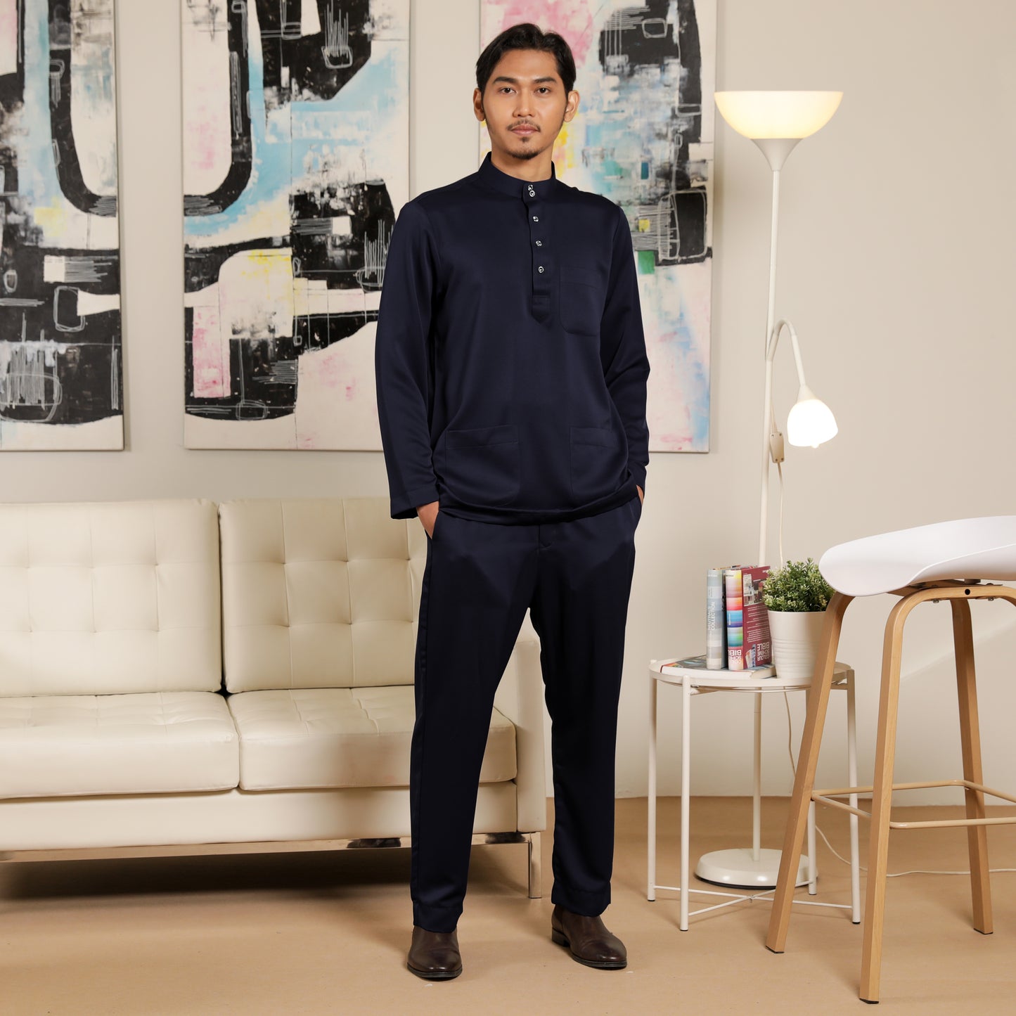 Adult Male Baju Melayu Saffron Slim Fit Indigo
