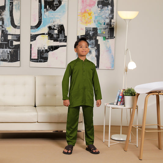 Kids Baju Melayu Senorita Slim Fit Myrtle Green