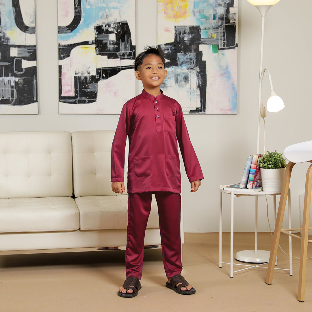 Kids Baju Melayu Senorita Slim Fit Rose Red