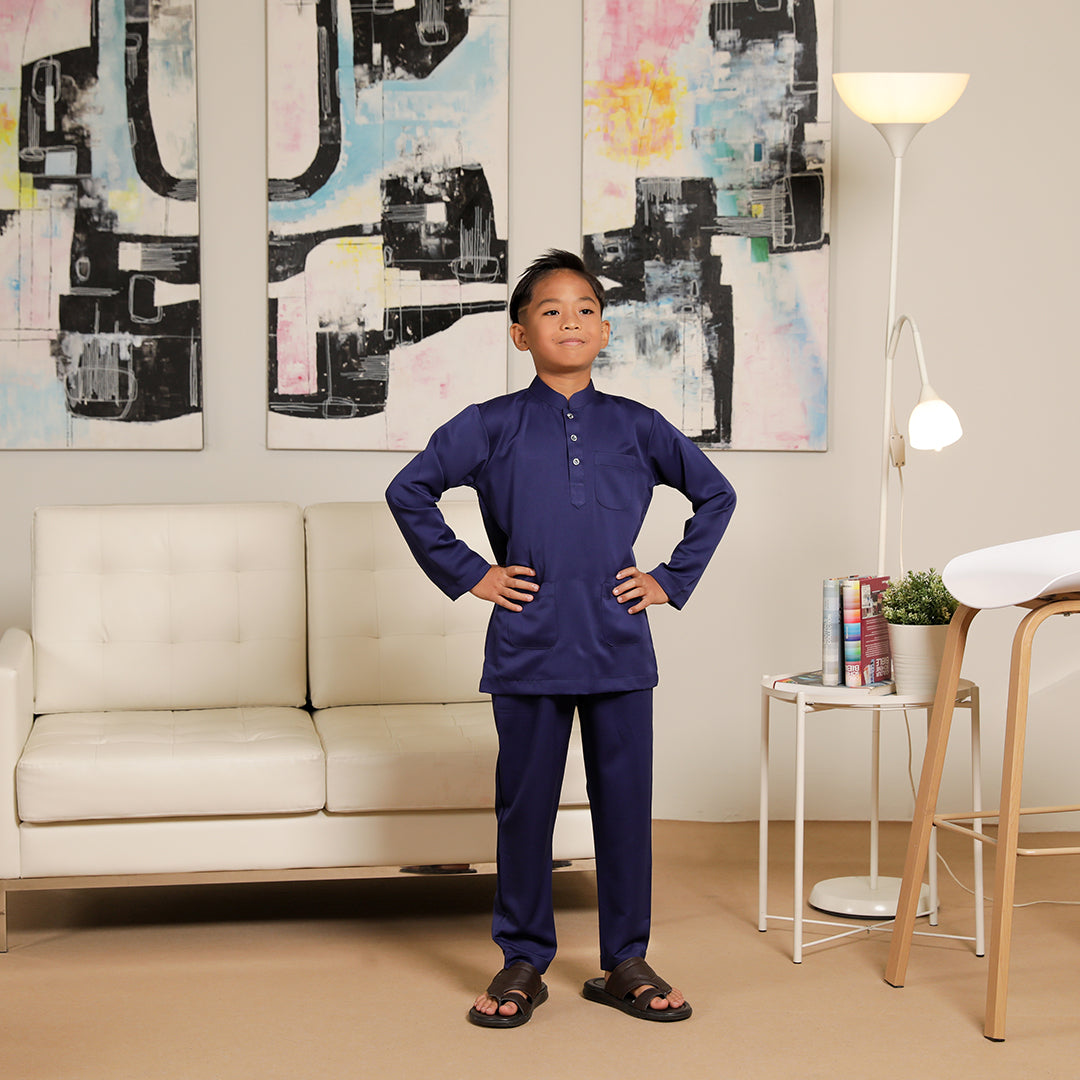 Kids Baju Melayu Saffron Slim Fit Dark Blue