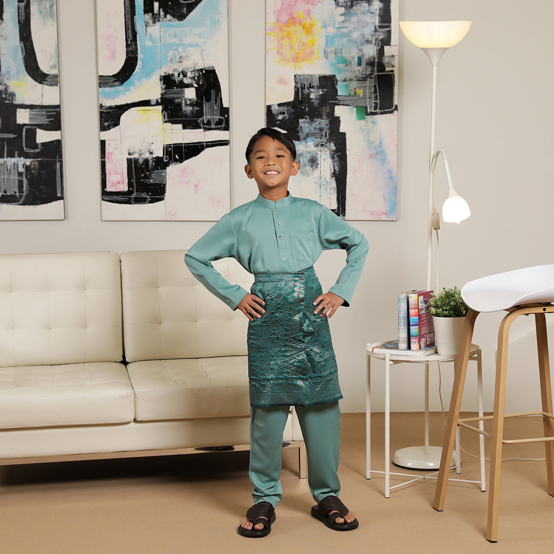 Kids Baju Melayu Saffron Slim Fit Green