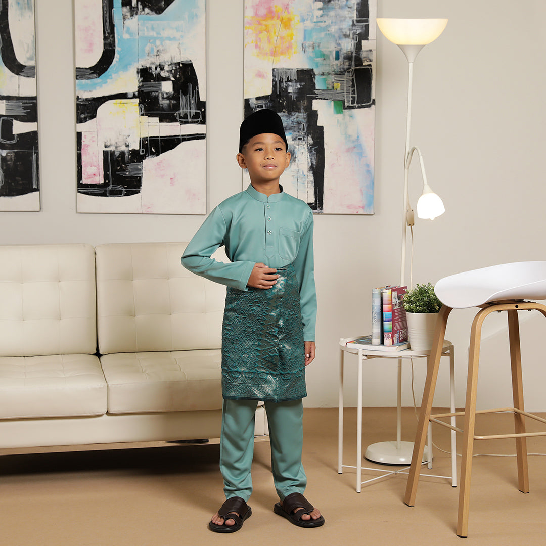 Kids Baju Melayu Saffron Slim Fit Green