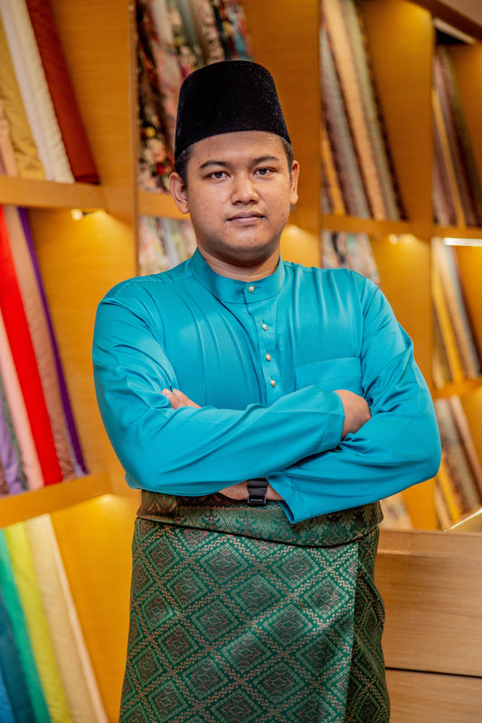 Baju Melayu Senorita Slim Fit Turquoise Green