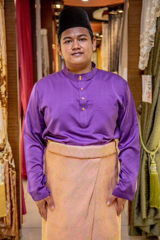 Baju Melayu Senorita Slim Fit Plus Size Dark Purple