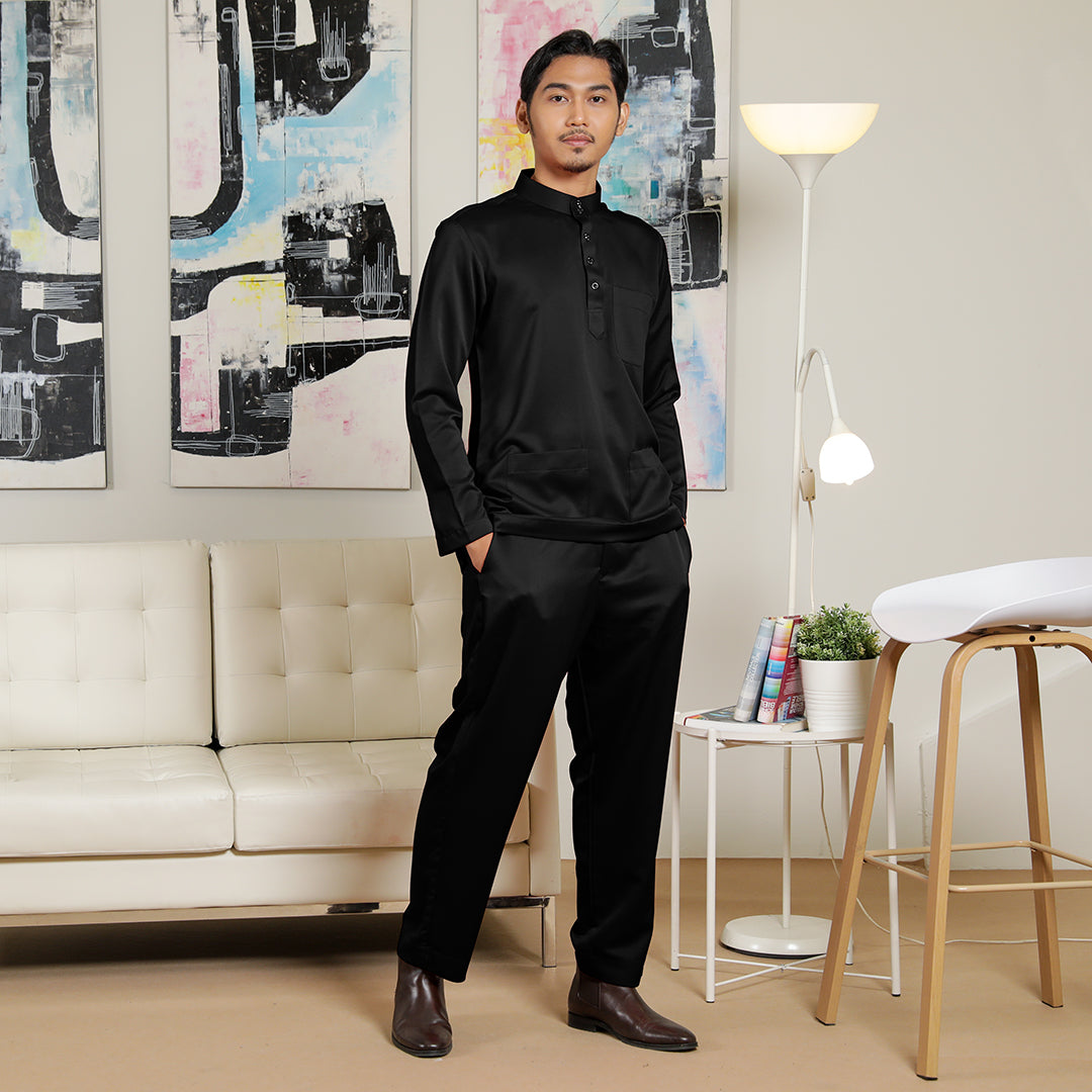 Adult Male Baju Melayu Senorita Slim Fit Black