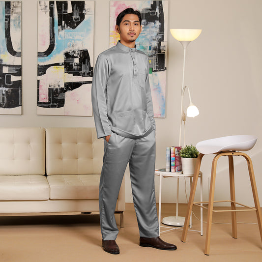 Adult Male Baju Melayu Senorita Slim Fit Ash Gray
