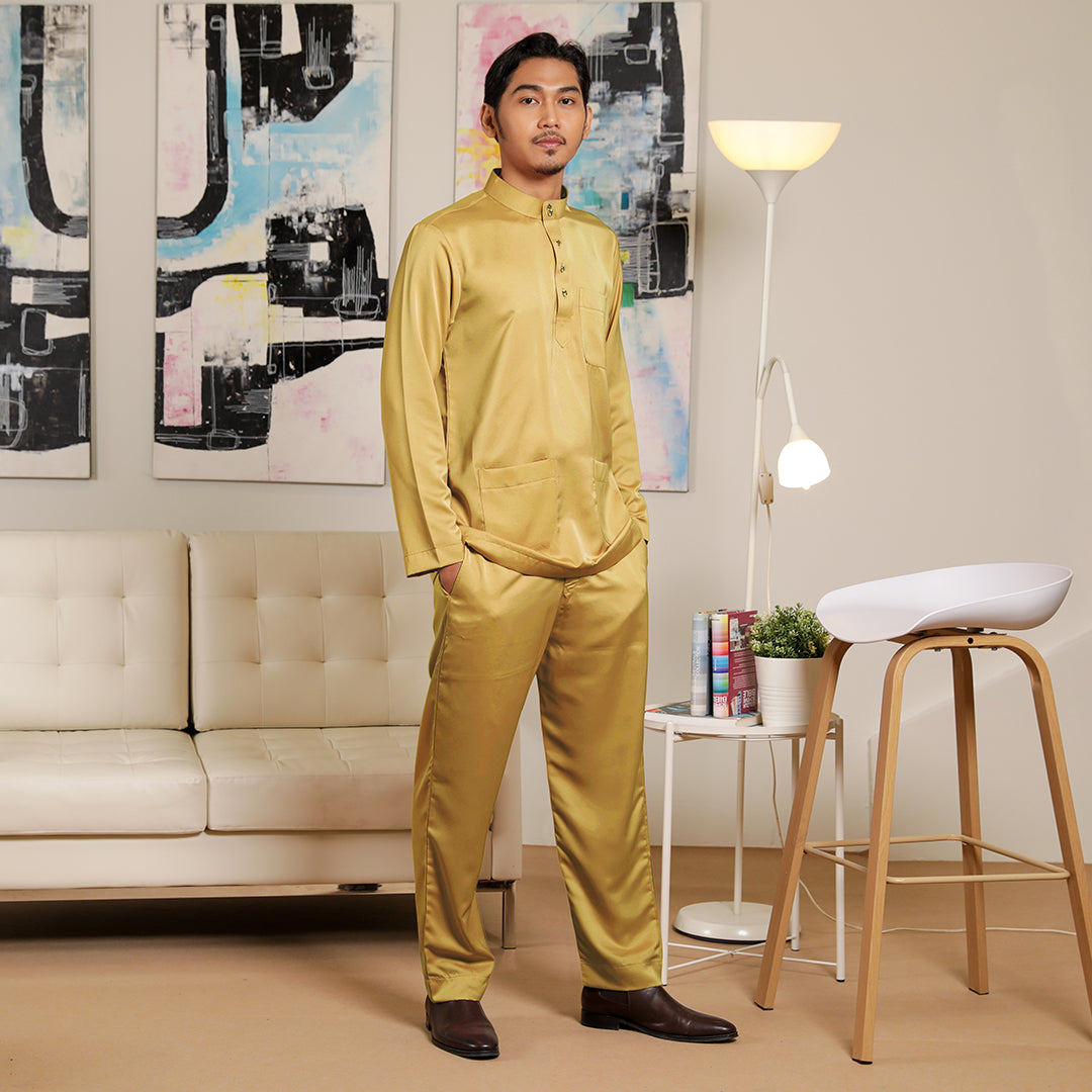 Adult Male Baju Melayu Senorita Slim Fit Golden Brown