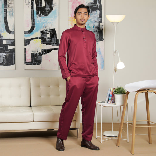 Adult Male Baju Melayu Senorita Slim Fit Rose Red