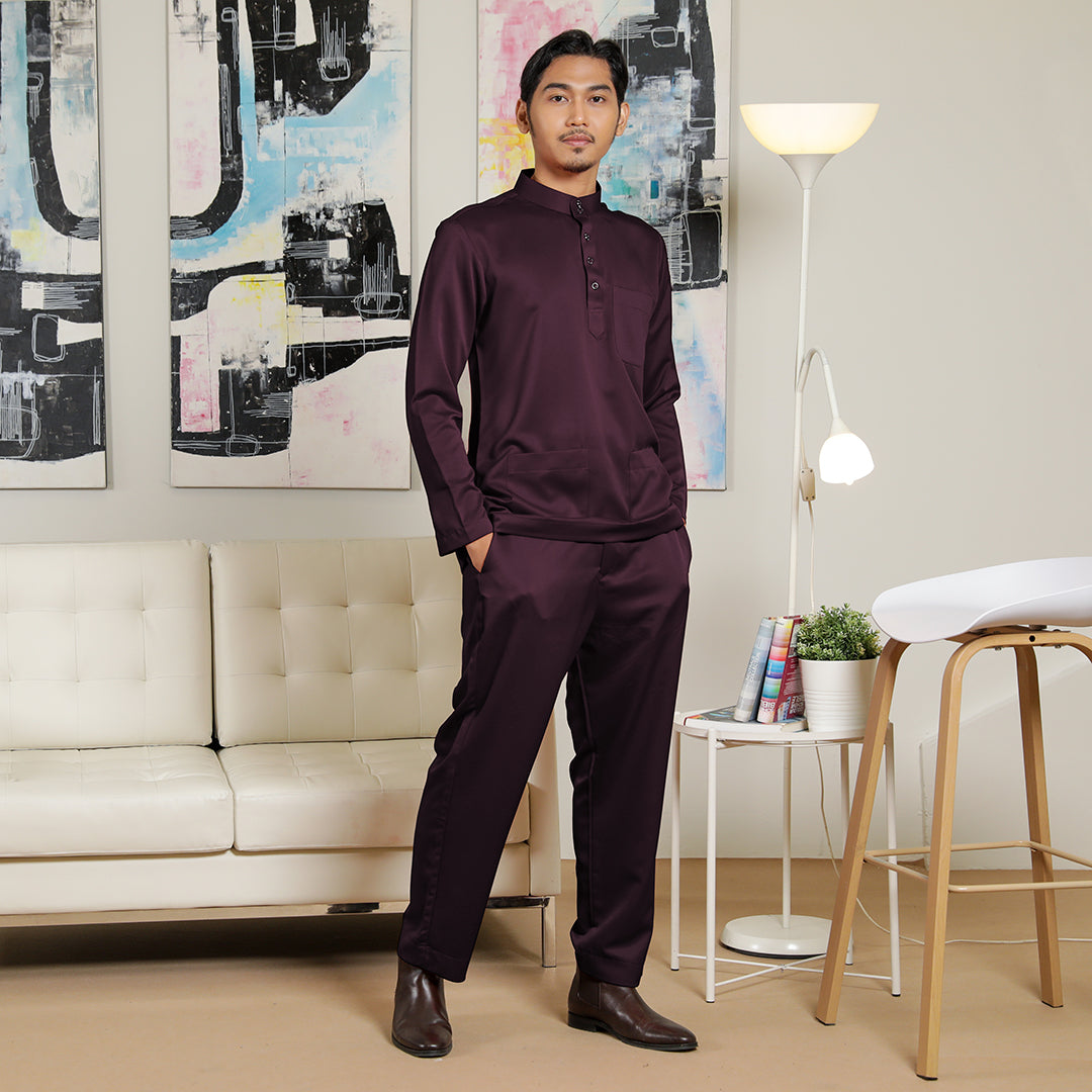 Adult Male Baju Melayu Senorita Slim Fit Pansy Purple