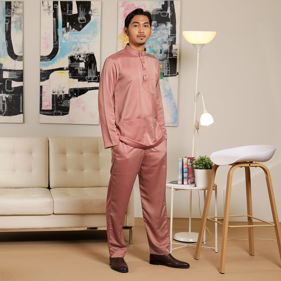 Adult Male Baju Melayu Senorita Slim Fit Rosewood