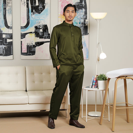 Adult Male Baju Melayu Senorita Slim Fit Artichoke Green