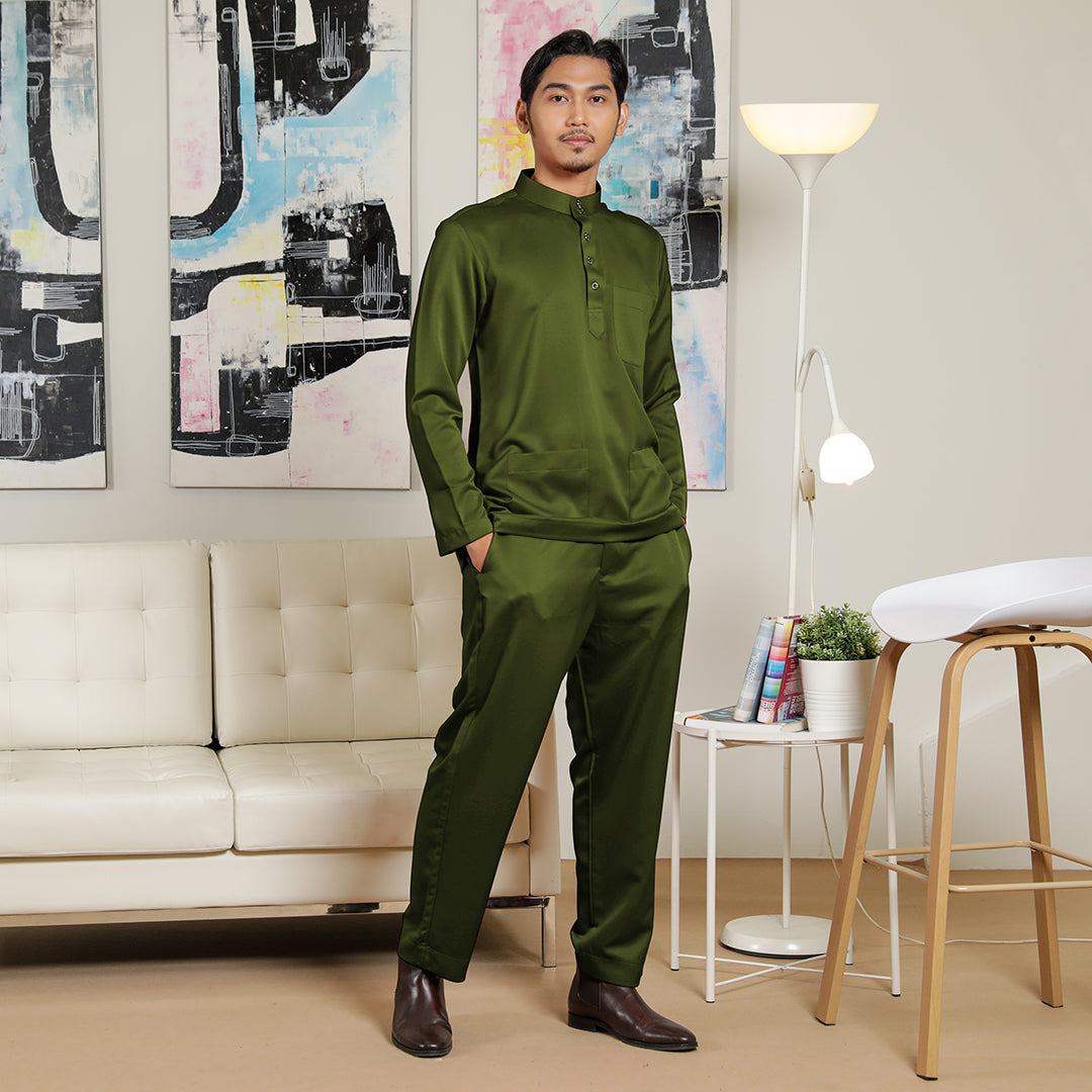 Adult Male Baju Melayu Senorita Slim Fit Myrtle Green