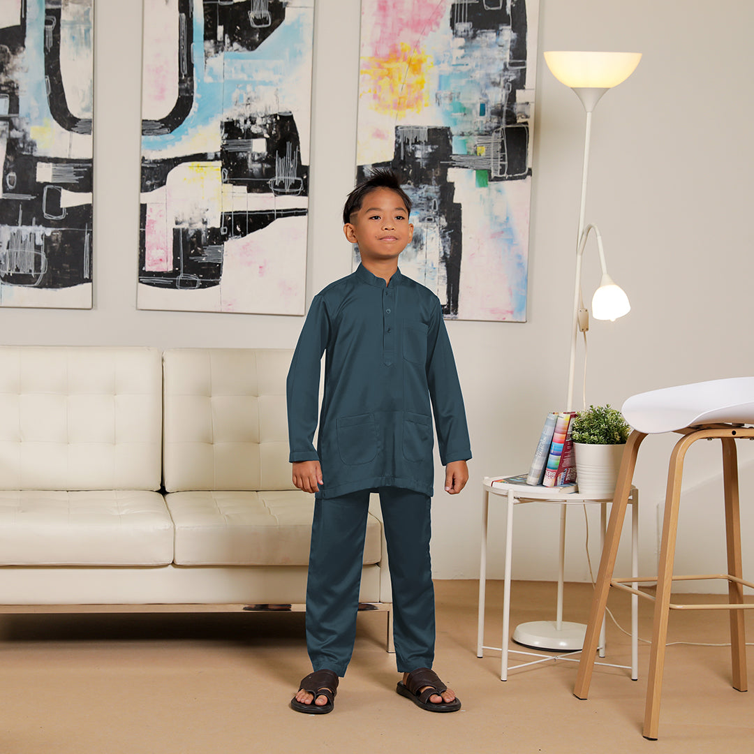 Kids Baju Melayu Senorita Slim Fit Pebble Gray