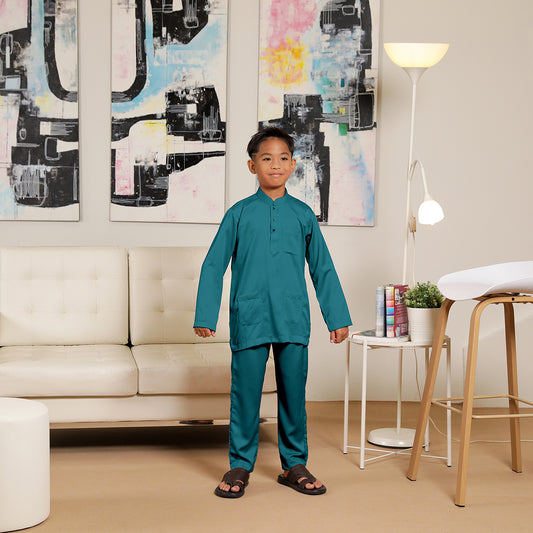 Kids Baju Melayu Senorita Slim Fit Peacock Blue