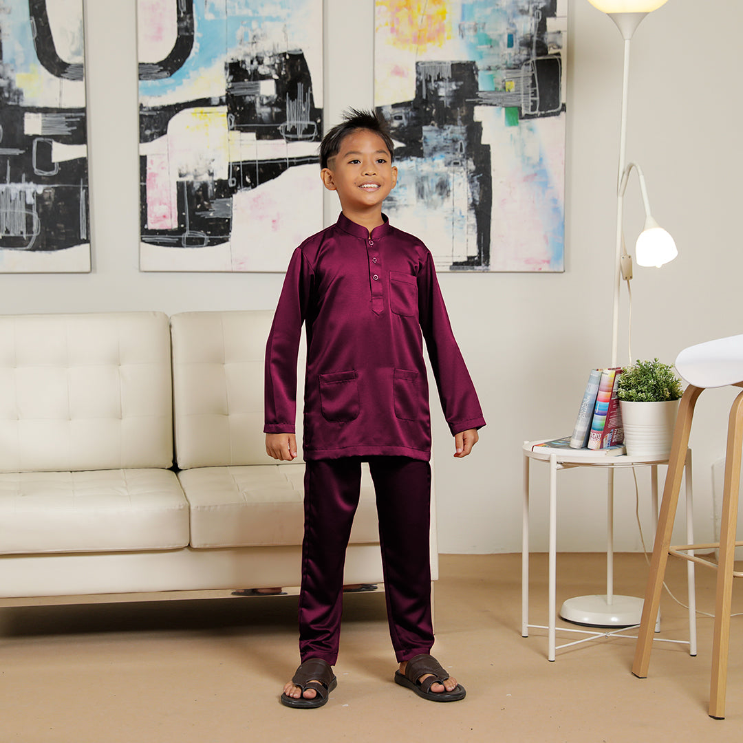 Kids Baju Melayu Senorita Slim Fit Vermilion