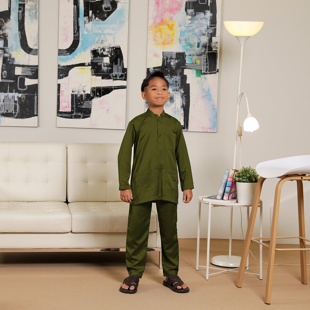 Kids Baju Melayu Senorita Slim Fit Artichoke Green