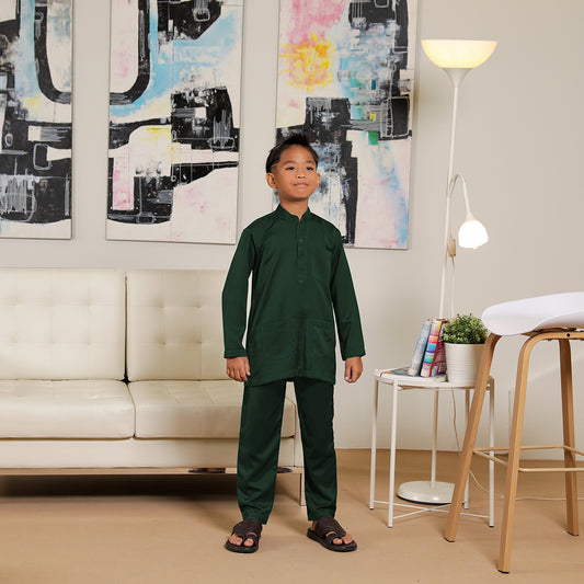 Kids Baju Melayu Senorita Slim Fit Juniper Green