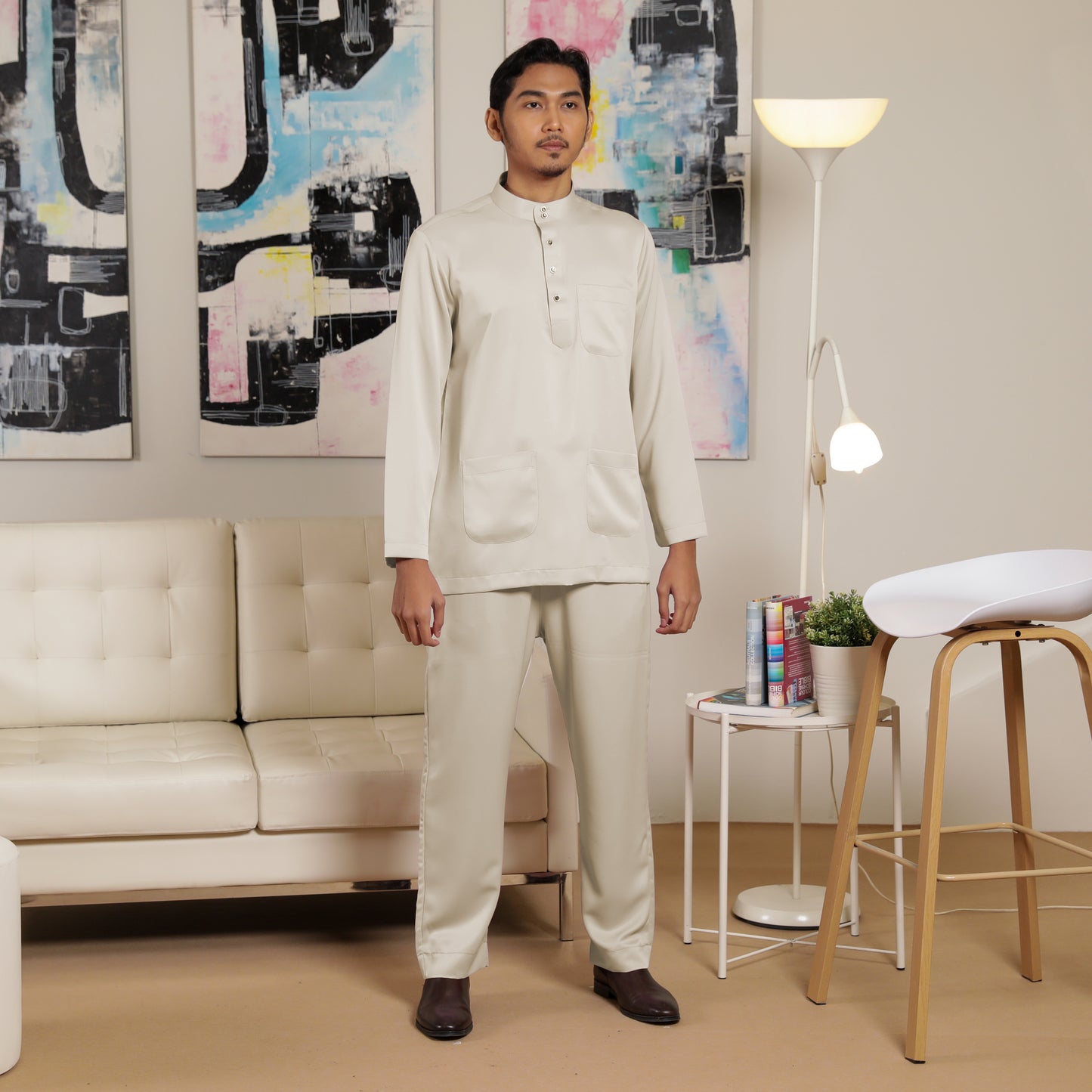 Adult Male Baju Melayu Saffron Slim Fit Beige