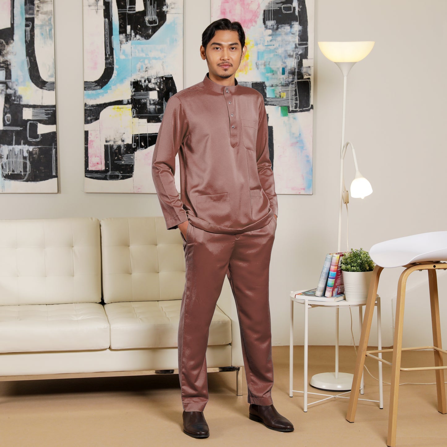 Adult Male Baju Melayu Saffron Slim Fit Thistle