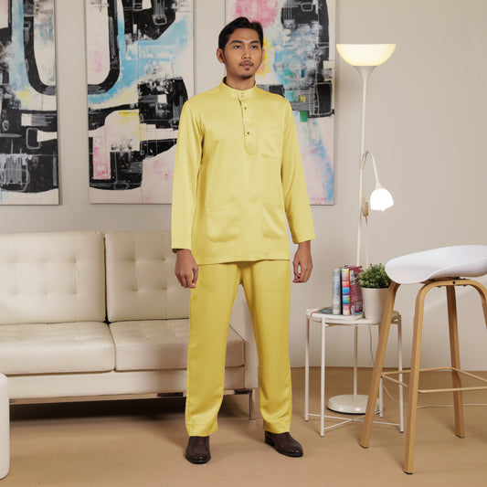 Adult Male Baju Melayu Saffron Slim Fit Macaroon