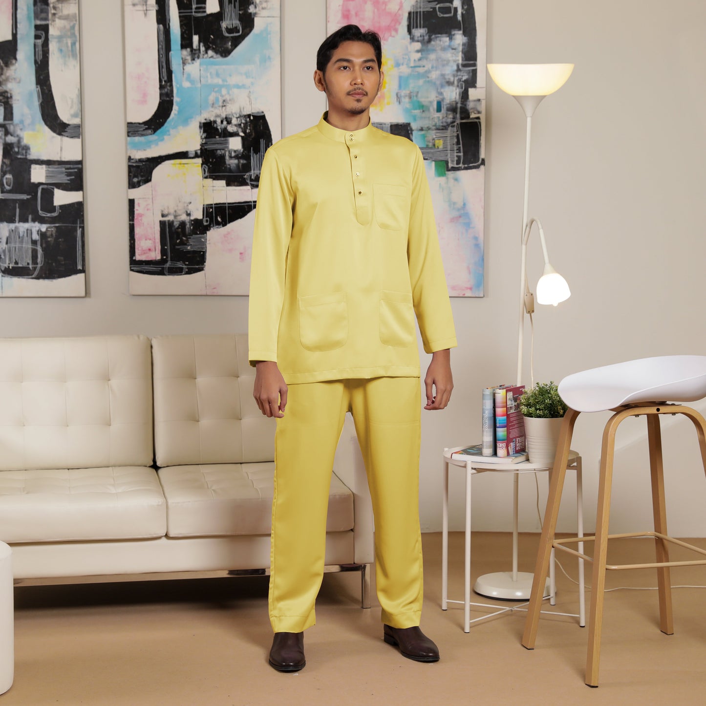 Adult Male Baju Melayu Saffron PLUS size Macaroon