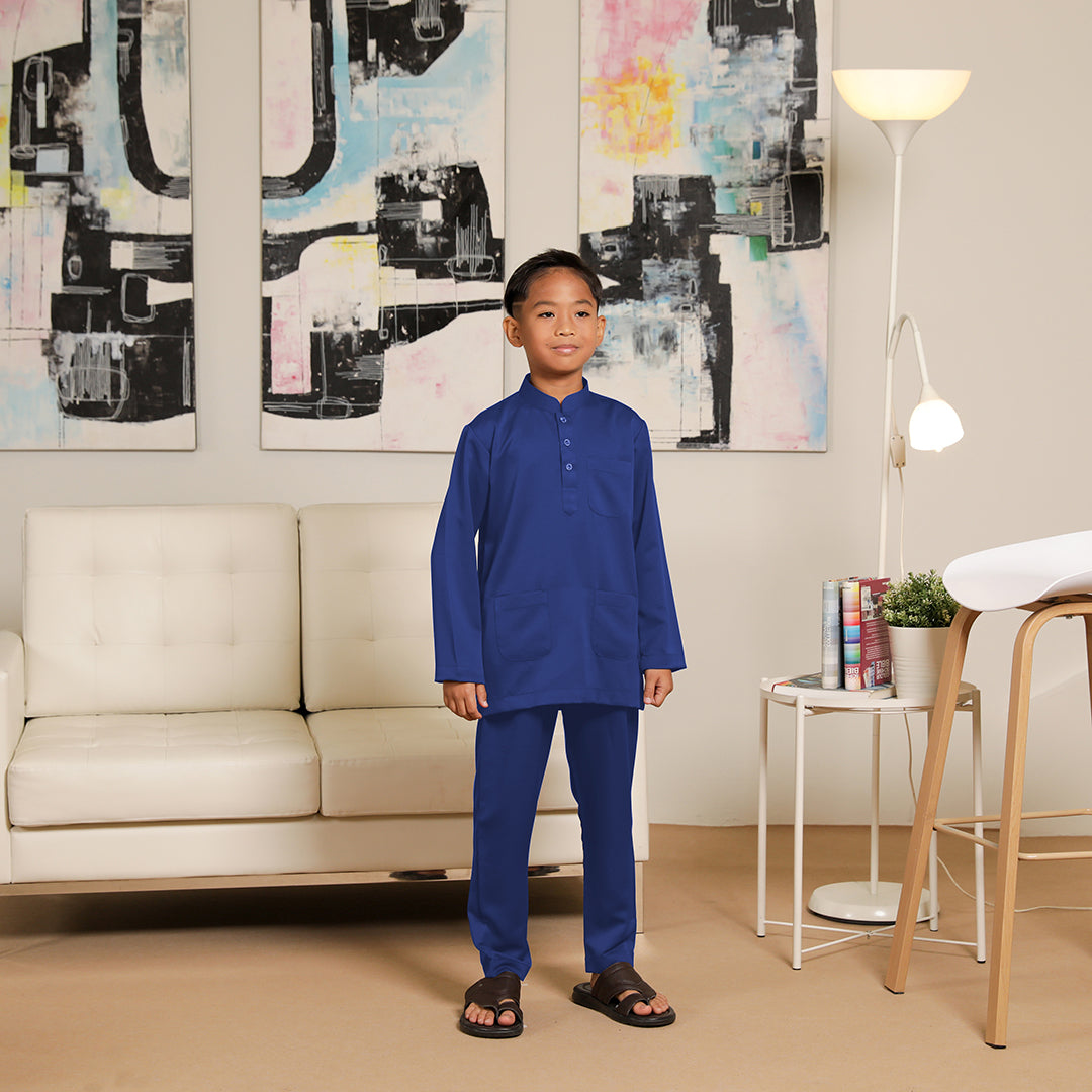 Kids Baju Melayu Saffron Slim Fit Navy Blue