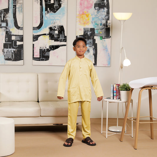 Kids Baju Melayu Saffron Slim Fit Macaroon