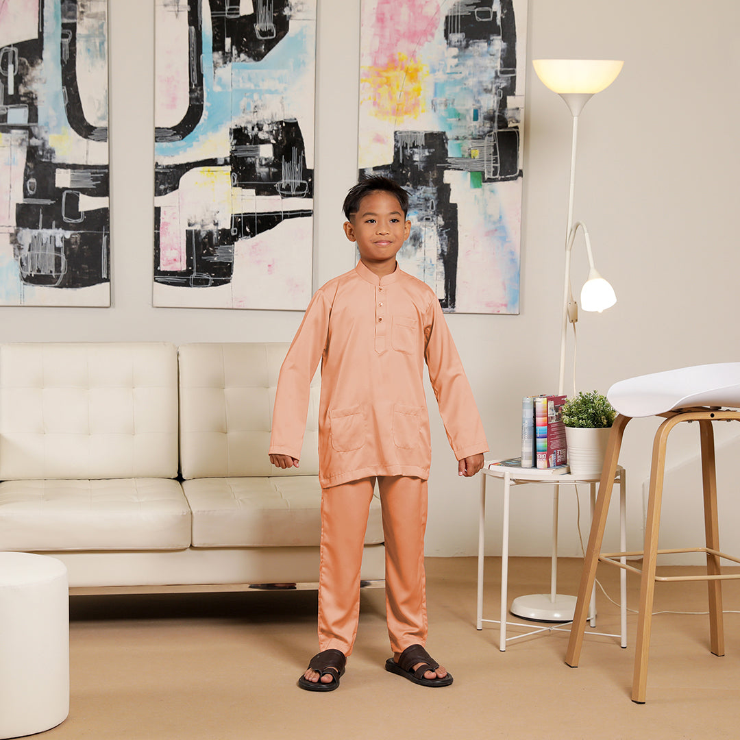 Kids Baju Melayu Saffron Slim Fit Salmon