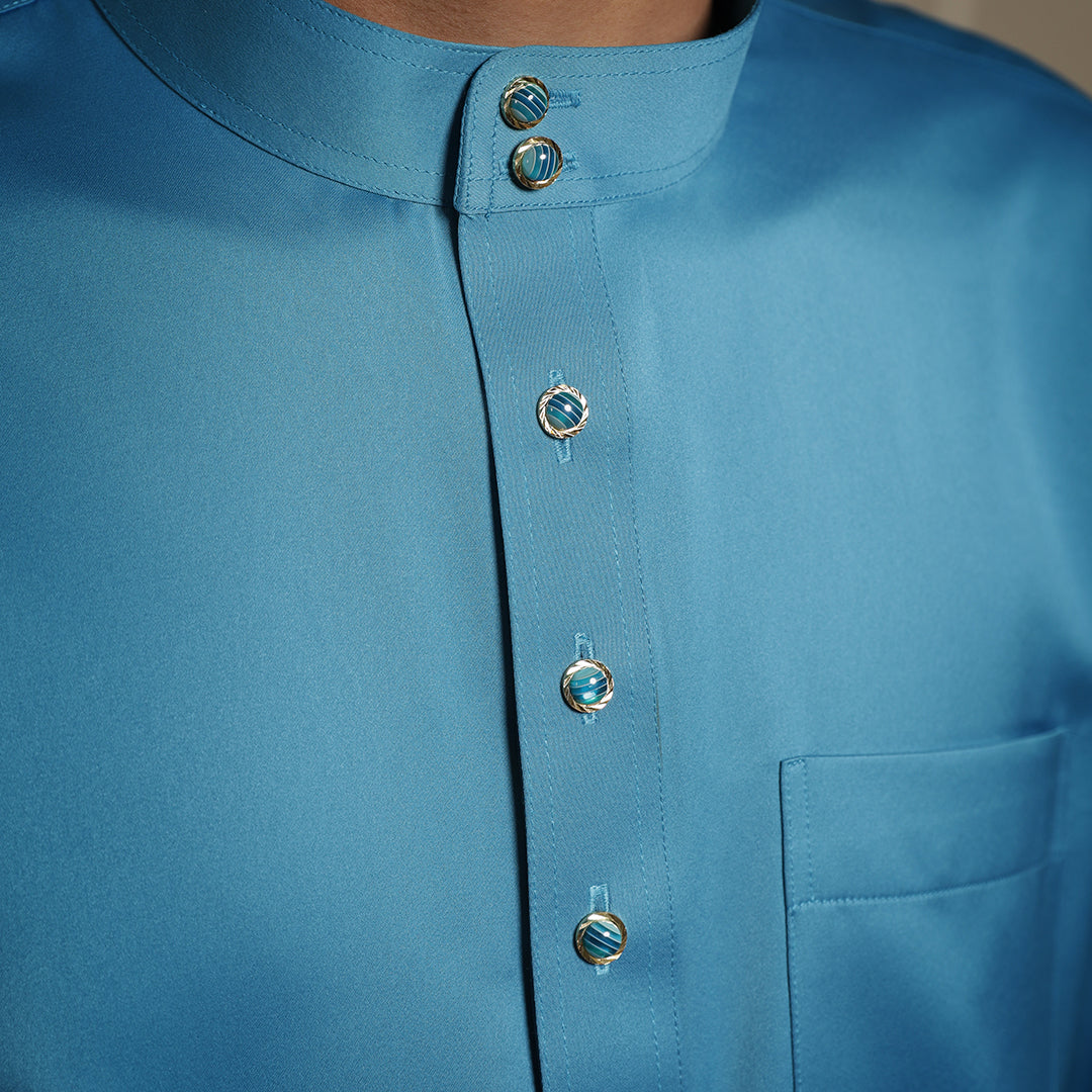 Adult Male Baju Melayu Saffron Slim Fit Navy Blue