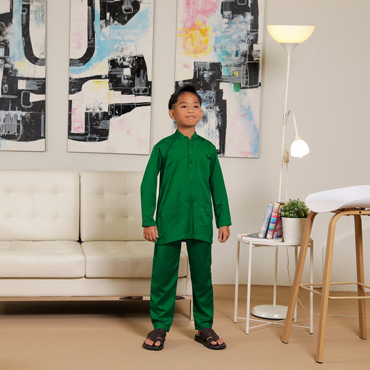 Kids Baju Melayu Senorita Slim Fit Green