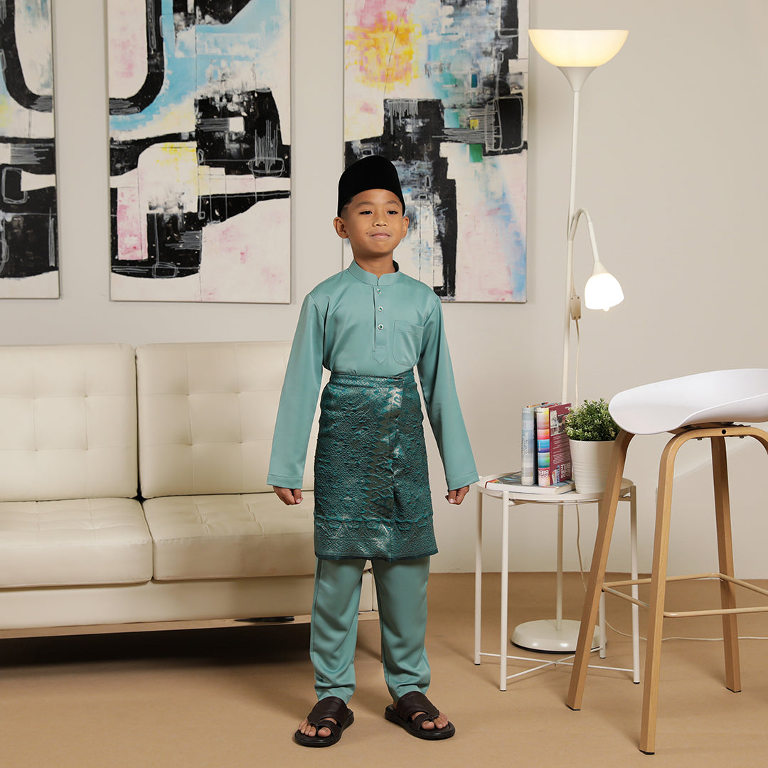 Kids Baju Melayu Saffron Slim Fit Green