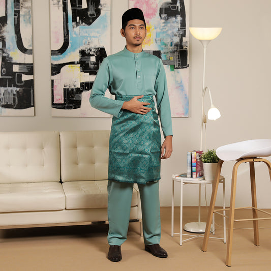Adult Male Baju Melayu Saffron Slim Fit Green