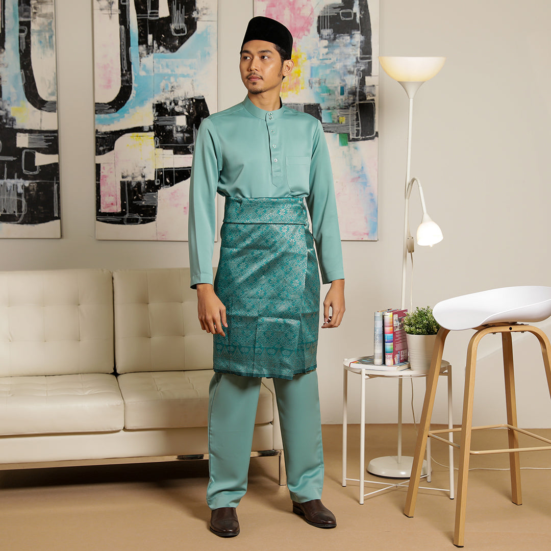 Adult Male Baju Melayu Saffron Slim Fit Green