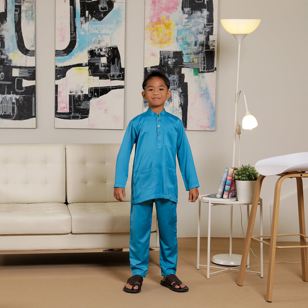Kids Baju Melayu Senorita Slim Fit Ocean Blue