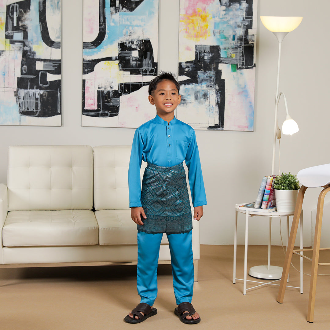 Kids Baju Melayu Senorita Slim Fit Ocean Blue