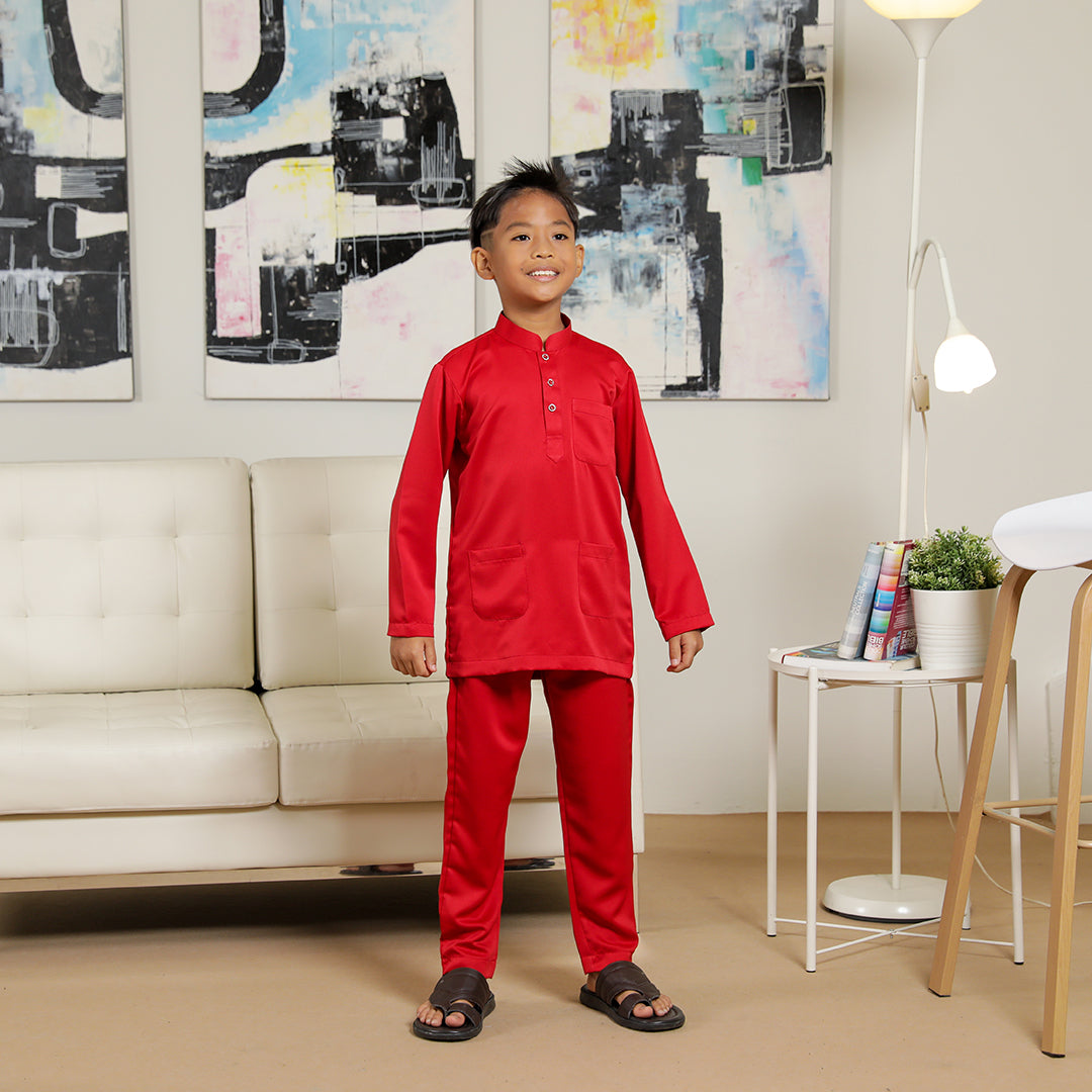 Kids Baju Melayu Senorita Slim Fit Crimson