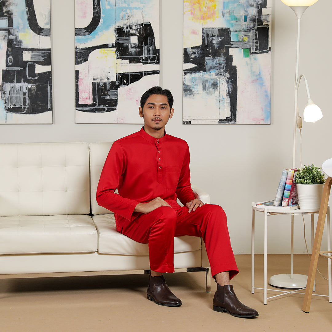 Adult Male Baju Melayu Senorita Slim Fit Crimson