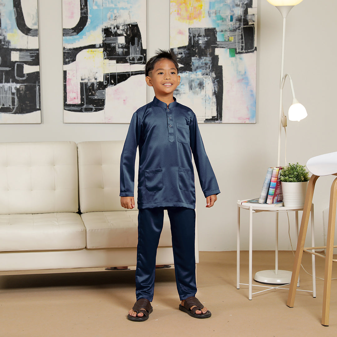 Kids Baju Melayu Senorita Slim Fit Stone Blue